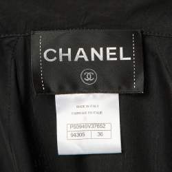 Pre Owned Chanel Black Cotton & Nylon Sleeve Tie Detail Windbreaker Jacket S