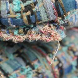 Pre Owned Chanel Turquoise Blue Tweed Mini Dress M