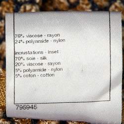 Pre Owned Chanel Navy Blue /Beige Tweed Chain Detail Open front Cardigan L