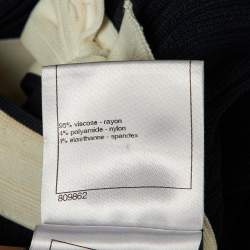 Pre Owned Chanel Navy Blue Knit Bow Detail Maxi Dress M 