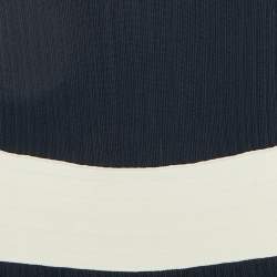 Pre Owned Chanel Navy Blue Knit Bow Detail Maxi Dress M 