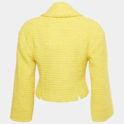 مملوكة مسبقًا Chanel Yellow Tweed Cropped Jacket S