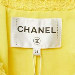 مملوكة مسبقًا Chanel Yellow Tweed Cropped Jacket S