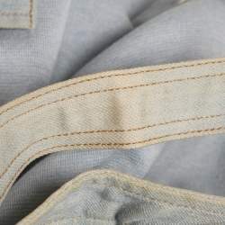 Pre Owned Chanel Blue Knit Denim Trim Mini Dress S