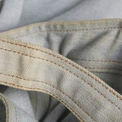 Pre Owned Chanel Blue Knit Denim Trim Mini Dress S