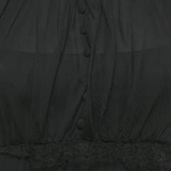 Pre Owned Chanel Black Silk Lace Detail Sheer Maxi Dress S