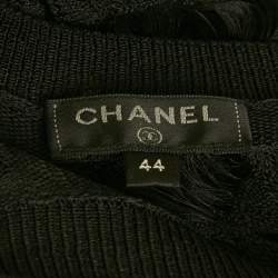 Pre Owned Chanel Black Open Knit Sheer Top L