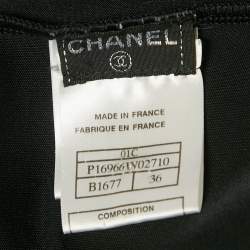 Pre Owned فستان شانيل جيرسي أسود أزرار كبيرة بدون ظهر قصير مقاس صغير