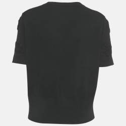 Pre Owned Chanel Black Cashmere Lion Charm Embellished Cardigan XL