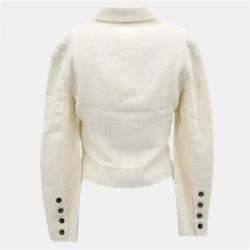 Pre Owned جاكيت شانيل أبيض بزر أحادي مقاس صغير