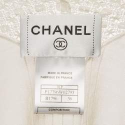 مملوكة مسبقًا Chanel White Cotton Short Sleeve Blouse S