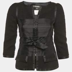 مملوكة مسبقًا Chanel Black Tweed Belted Jacket S