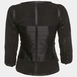 مملوكة مسبقًا Chanel Black Tweed Belted Jacket S