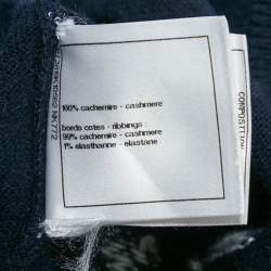 Pre Owned Chanel Navy Blue Patterned Cashmere Sweater S