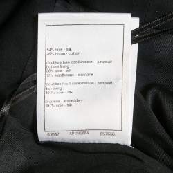 Pre Owned Chanel Black Floral Applique Silk Blend Playsuit S