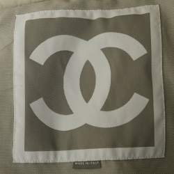 مملوكة مسبقًا معطف شانيل رمادي قطن ونايلون خفيف الوزن مع قبعة وسحاب مقاس صغير - سمول