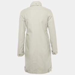 مملوكة مسبقًا معطف شانيل رمادي قطن ونايلون خفيف الوزن مع قبعة وسحاب مقاس صغير - سمول