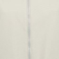 مملوكة مسبقًا معطف شانيل رمادي قطن ونايلون خفيف الوزن مع قبعة وسحاب مقاس صغير - سمول