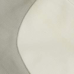 Pre Owned Chanel Grey /White Logo Applique Cotton & Nylon Trousers S