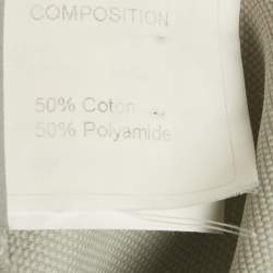 Pre Owned Chanel Grey /White Logo Applique Cotton & Nylon Trousers S