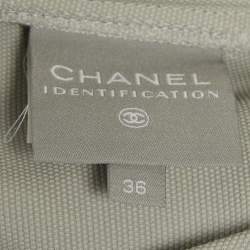 Pre Owned Chanel Grey /White Logo Applique Cotton & Nylon Trousers S