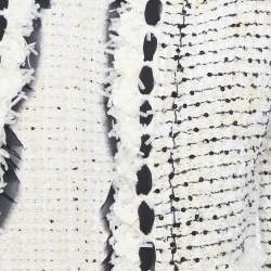 Pre Owned جاكيت شانيل أبيض/أسود تويد مفتوح من الأمام مقاس صغير