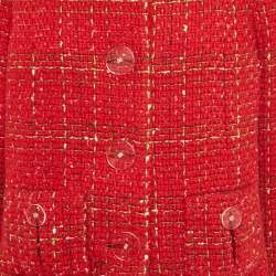 Pre Owned جاكيت شانيل أحمر تويد بأزرار كبيرة مقاس ضخم جدًا