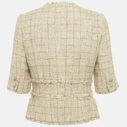 Pre Owned جاكيت شانيل تويد بيج بأكمام قصيرة مقاس متوسط - ميديوم