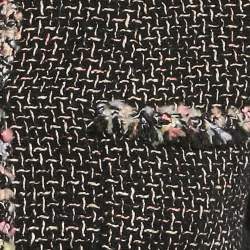 Pre Owned جاكيت طقم شانيل تويد وتول أسود مقاس صغير (سمول)