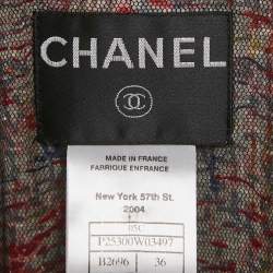 Pre Owned جاكيت طقم شانيل تويد وتول أسود مقاس صغير (سمول)