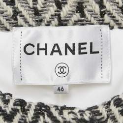 مملوكة مسبقً�ا Chanel White Tweed Trim Nylon Puffer Jacket XL