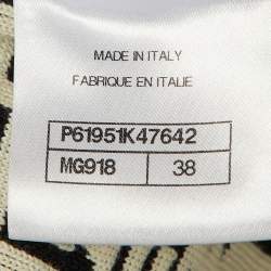 Pre Owned كنزة شانيل مونوكروم شعار جاكار مزيج صوف مقاس وسط (ميديوم)