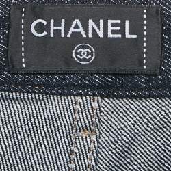 مملوكة مسبقًا بنطلون جينز بقصة ساق مستقيمة دنيم أزرق كحلي من شانيل مقاس صغير خصر 30 بوصة