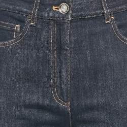 مملوكة مسبقًا بنطلون جينز بقصة ساق مستقيمة دنيم أزرق كحلي من شانيل مقاس صغير خصر 30 بوصة