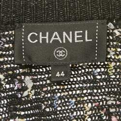 مملوكة مسبقًا Chanel Black Embellished Knit Raw Hem Cardigan L