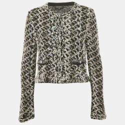 مملوكة مسبقًا Chanel Black Embellished Knit Raw Hem Cardigan L