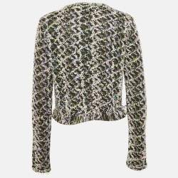 مملوكة مسبقًا Chanel Black Embellished Knit Raw Hem Cardigan L