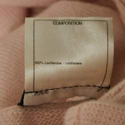 Pre Owned Chanel Pink Cashmere Knit CC Closure Detail Mini Dress M