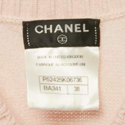 Pre Owned Chanel Pink Cashmere Knit CC Closure Detail Mini Dress M