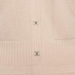 Pre Owned Chanel Pink Cashmere Knit CC Closure Detail Mini Dress M