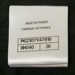 مملوكة مسبقًا بنطلون شانيل تويد لوريكس نقش سن المنشار بيج/أسود مقاس صغير (سمول)