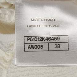 Pre Owned Chanel White Textured Knit Ruffled Midi Dress M