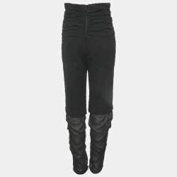 Pre Owned بنطلون شانيل أسود تريم حرير وتويد مقاس متوسط