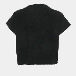 مملوكة مسبقًا Chanel Black Tweed Overlay Short Sleeve Jacket M