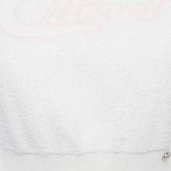 Pre Owned Chanel White Logo Intarsia Terry Crop Top M
