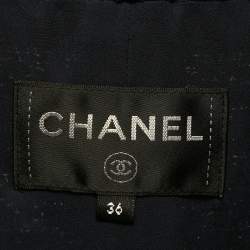 Pre Owned فستان شانيل أزرق تويد بسحاب قصير مقاس صغير