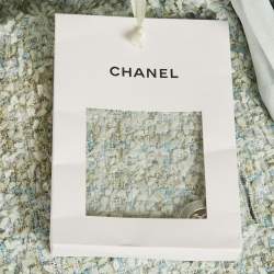 Pre Owned Chanel Blue Tweed Collared Mini Dress M