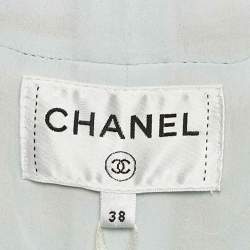 Pre Owned Chanel Blue Tweed Collared Mini Dress M