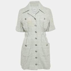 مملوكة مسبقًا Chanel Blue Tweed Collared Mini Dress M