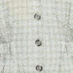 Pre Owned Chanel Blue Tweed Collared Mini Dress M